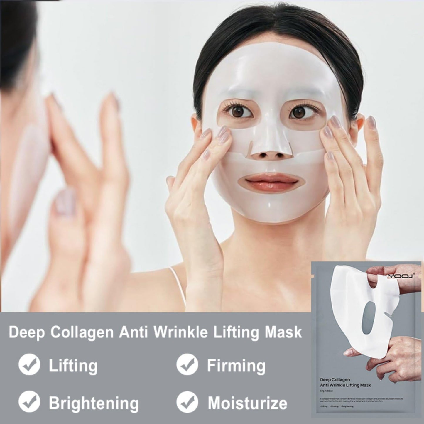 Grospe 4 Pcs Deep Collagen Anti Wrinkle Lifting Mask Deep Collagen Overnight Mask Bio-Collagen Face Mask Overnight Firming Moisturising Hydrating Collagen Mask