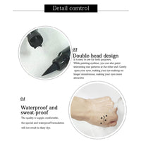 Dulele 5 PCS Black Liquid Eyeliner Stamp Pen Set, Double-Headed Waterproof Smudge-Proof Eyeliner Long Lasting Eyeliner Pen Tattoo Makeup Tool(Heart,Flower,Star,Butterfly,Triangle Seal Stamp)