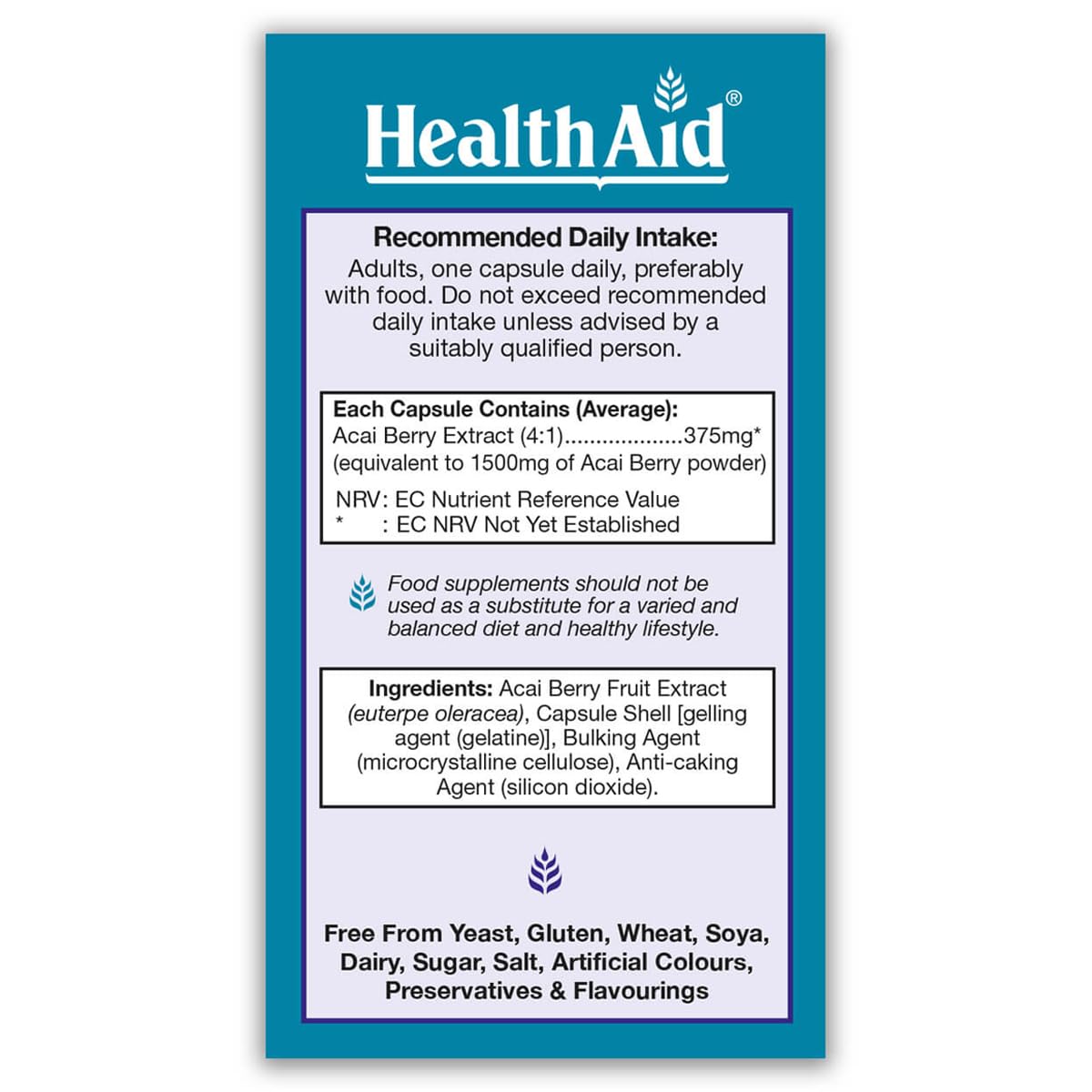 HealthAid AcaiAce Acai Berry 1500mg 30 Capsules