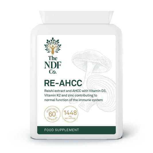The NDF Company RE-AHCC - 5 in 1 Supplement with Reishi Extract , AHCC, Zinc, Vitamin D and K, 60 Count (Pack of 1)