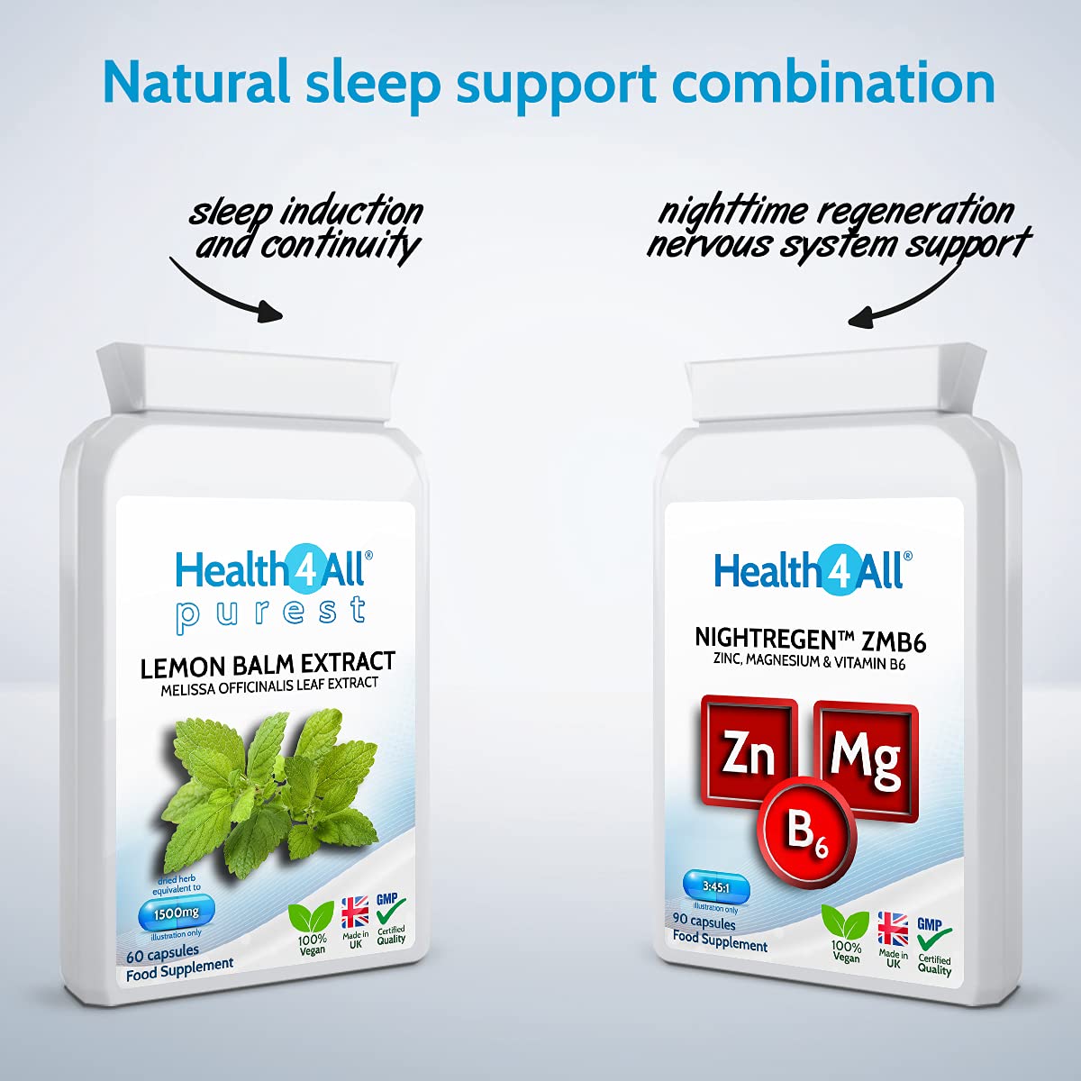 Health4All Lemon Balm Extract 1500mg 60 Capsules Purest: no additives, Vegan Melissa for Anxiety, Stress and Sleep Supplement