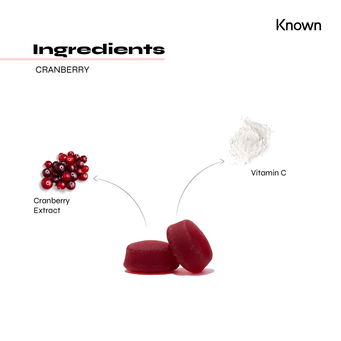 Vegan Cranberry Gummies by Known Nutrition | Natural Cranberry Support | Delicious Natural Cranberry Flavour | 60 Two-a-Day Vegan Vitamin Gummies (One Month’s Supply)