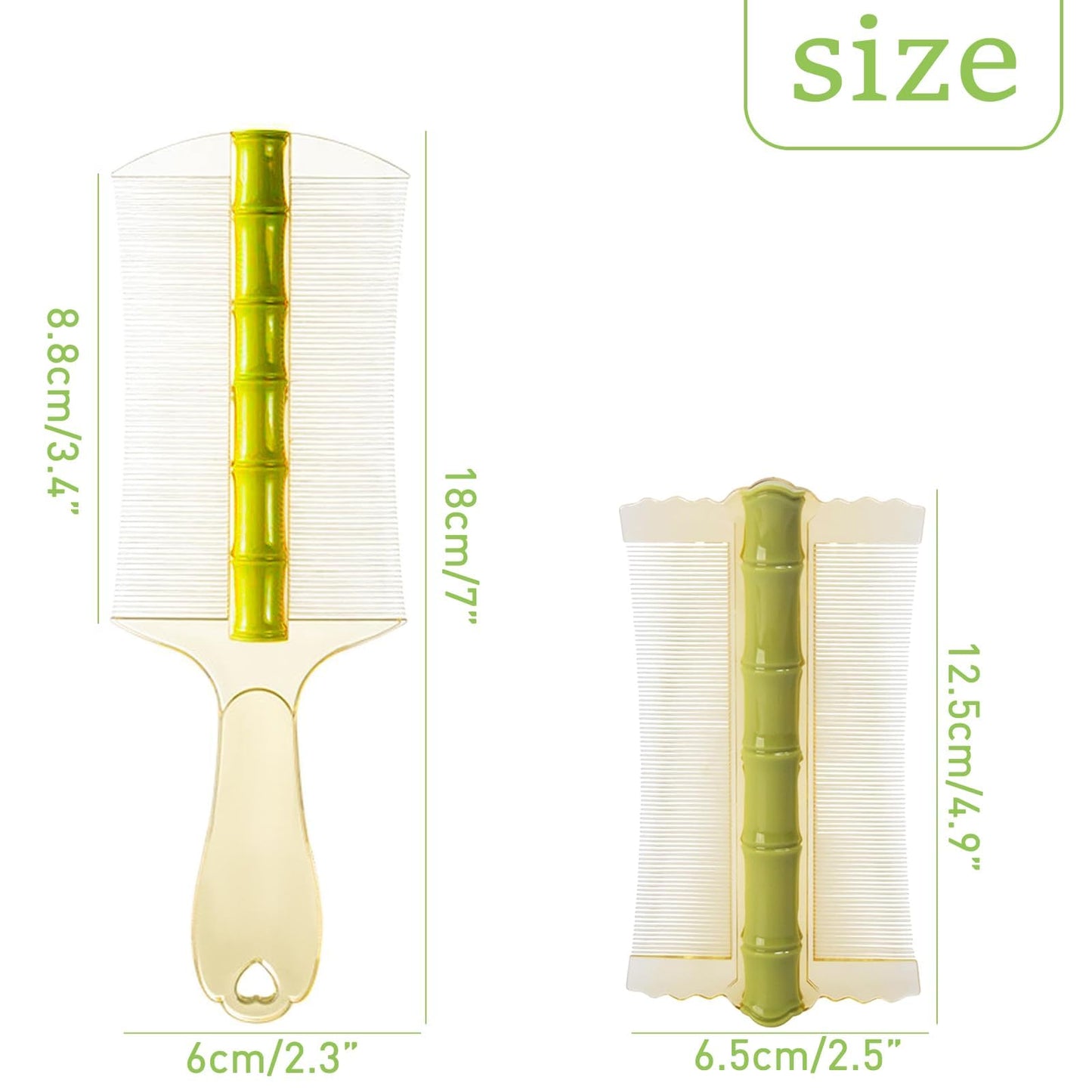 Generic 2Pcs Dandruff & Lice Comb - Psoriasis, Fine Tooth, Head Lice & Dandruff Remover for Removal of Fleas, Lice, Dandruff and Tangled Hair (Green)