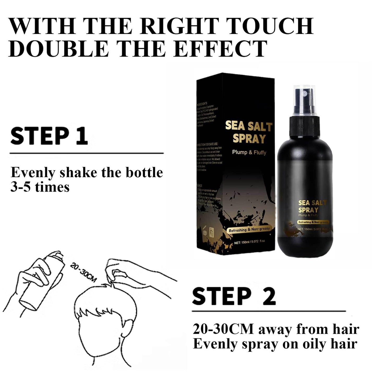 AuraAnge Men's Sea Salt Liquid for Hair - Volumizing, Texturizing, & Non-Greasy - Ideal for All Hair Types - 150ml