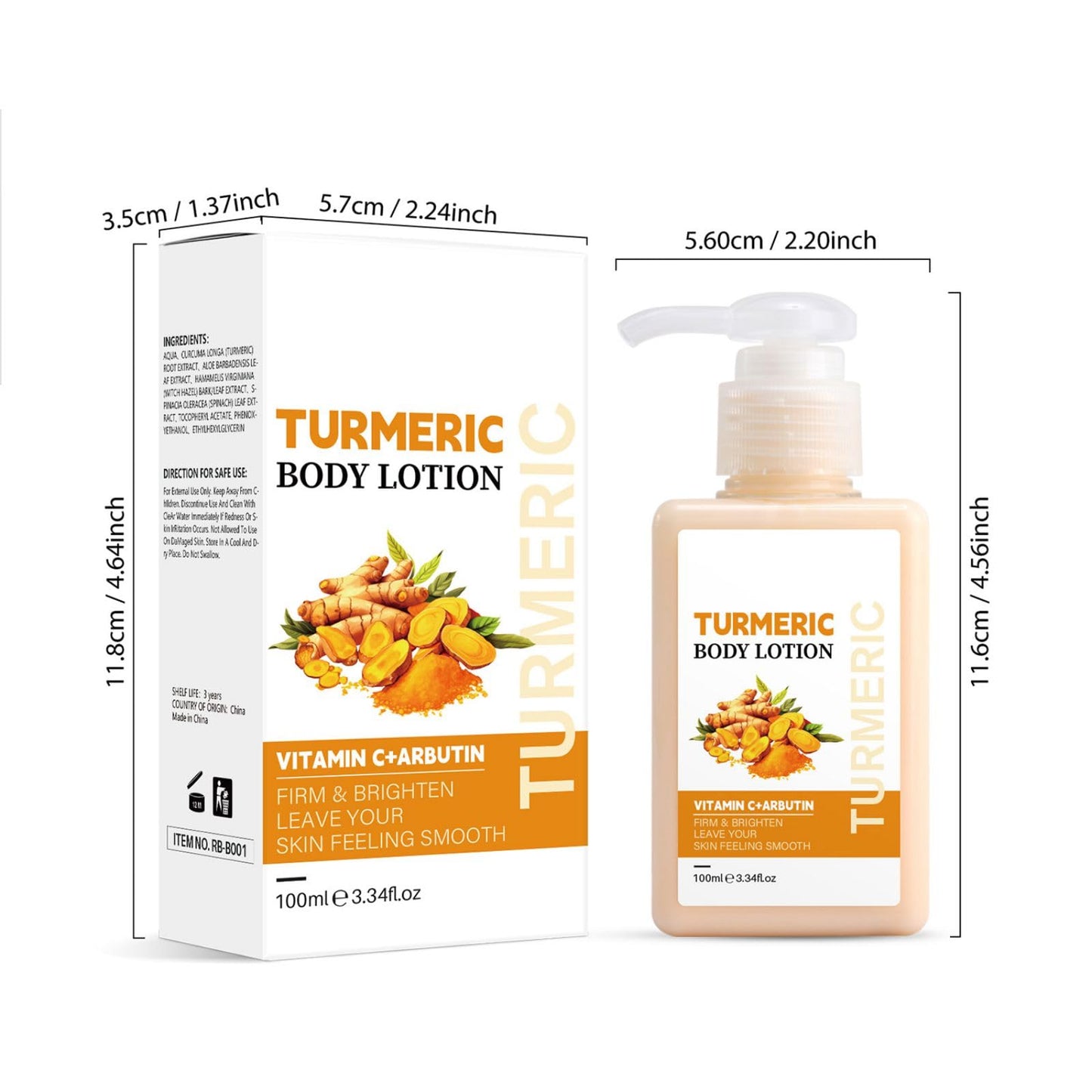 Turmeric Body Lotion, Tumeric Cream For Face And Body,Remove Acne, Dark Spots, Smooth Skin, Anti-Aging Firming Body Lotion Body & Face Dry Skin Moisturizer -100ml