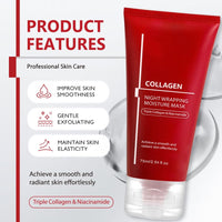Lumiter Collagen Night Wrapping Mask, Overnight Face Mask Peel Off, Collagen Mask Overnight, Wrapping Night Masks with Triple Collagen&Niacinamide, Reduces Wrinkle, Skin Elasticity, 75ml