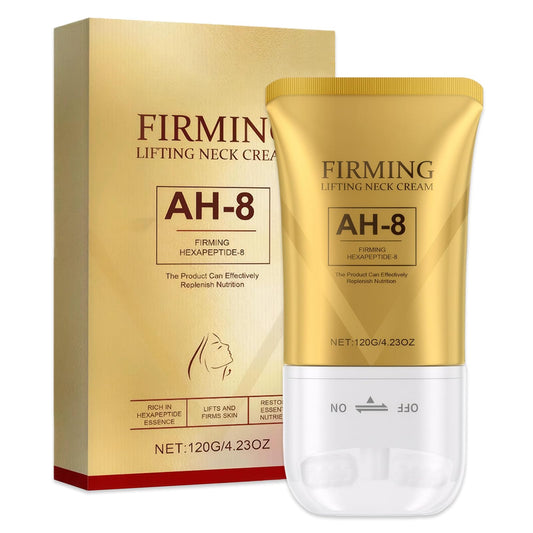 Neyeau Ah-8 Firming Neck Cream,Tighten and Lift Neck Cream with Double Roller Massage for Saggy Skin, Reduces Wrinkles, Fine Lines & Double Chin