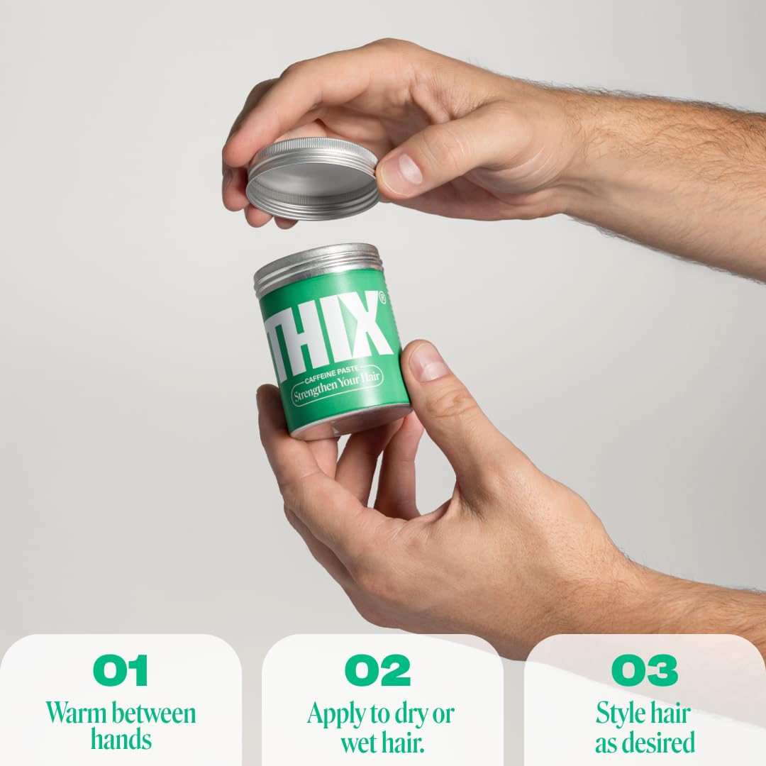 THIX Caffeine Styling Paste | Featured in GQ Magazine for Thicker, Fuller Hair | Stimulates Hair Growth with Proteins & Vitamins - 100ml