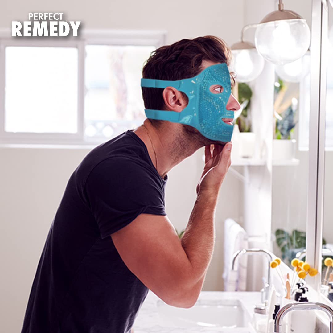 Perfect Remedy Ice Pack Cold Face Eye Masks Reduce Face Puff, Dark Circles, Reusable Cold Hot Gel Face Eye Mask (Blue)