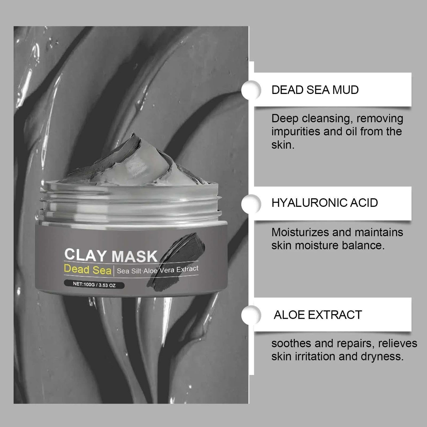 Yongst Dead Sea Clay Mask - Deep Cleansing & Hydrating Face Mask with Dead Sea Mud - Soothing & Nourishing Skincare for Radiant, Moisturized Skin - Beauty for All Skin Types