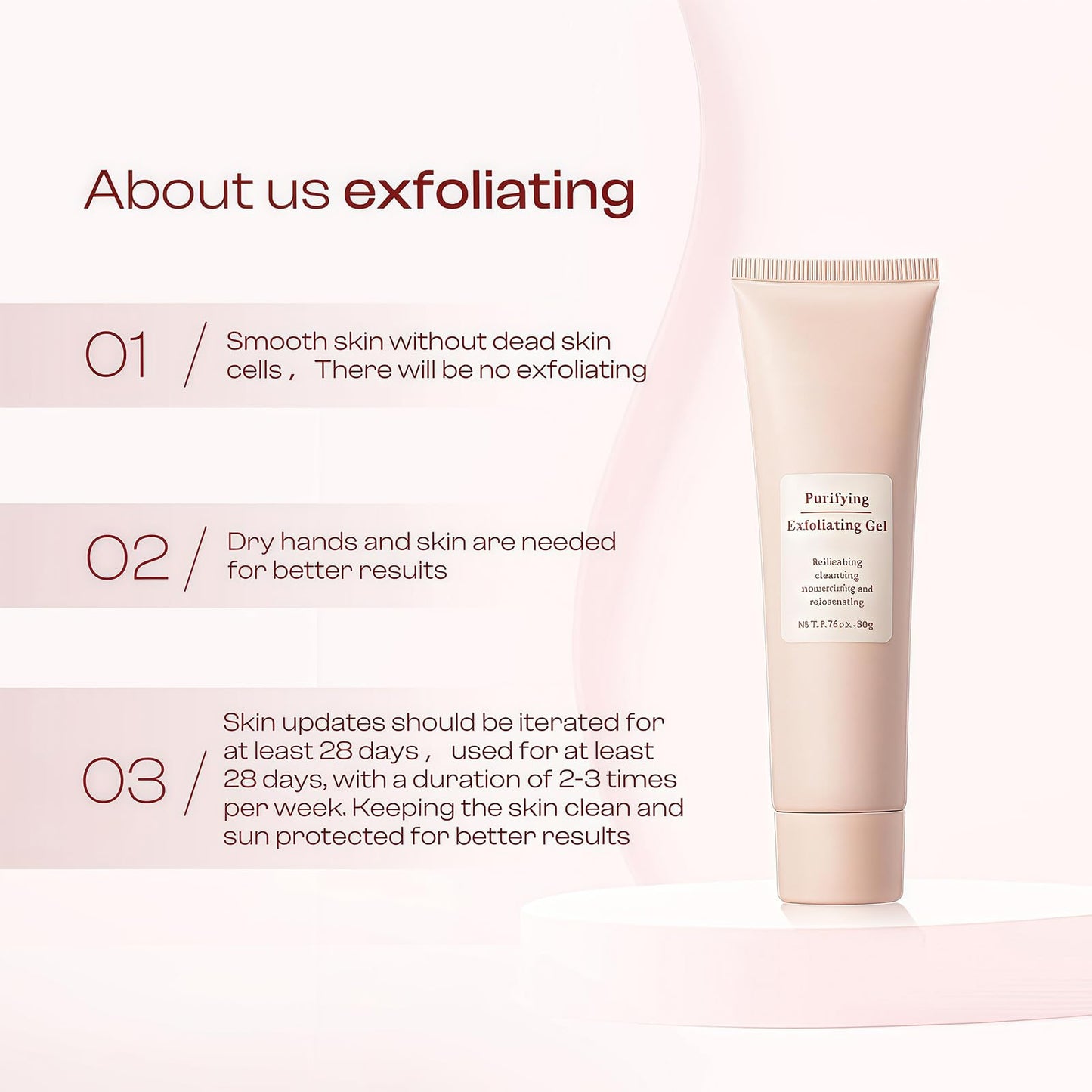 Purifying Exfoliating Gel for Women, Exfoliating Gel Face Scrub, Gentle Peeling Exfoliator, Softens Dead Skin, Cleansing & Moisturizing Facial Care