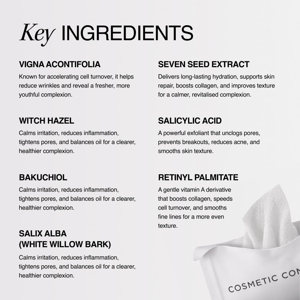 cosmeticconsult Cosmetic Consult Miracle Skin Transformation By Ashley Stobart | Rejuvenates & Refreshes Skin Overnight, Smooths Wrinkles & Acne, Boosts Collagen, Anti-Ageing Skin Cleanser | 1 x Single Wipe