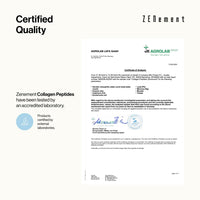 Zenement Collagen Peptides - Hydrolysed Collagen Powder (Type I, III) from Grass-fed Cattle - with Magnesium, Hyaluronic Acid, Zinc, and Vitamin C - Unflavoured - High Solubility - 450g