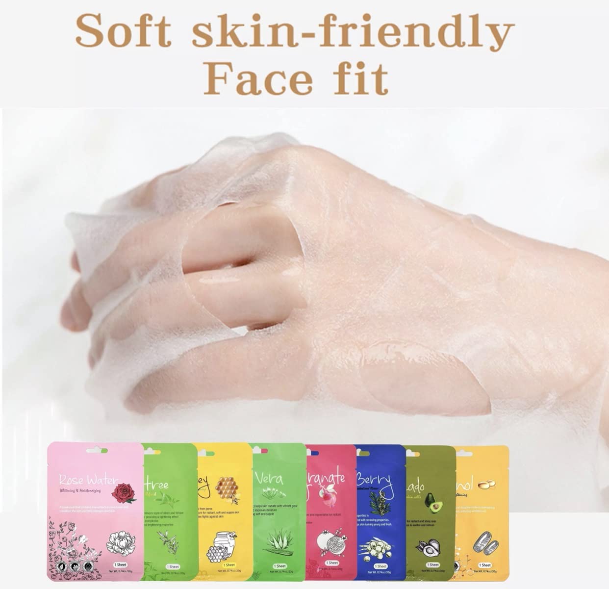 Generic Organic Face Mask,Facial Face Mask,Face Masks Skincare,Collagen Firming Facial Sheet,Face Mask Beauty,Hydrating & Nourishing Masks,Premium Skin Repair Masks For All Skin Types.Mix of 8
