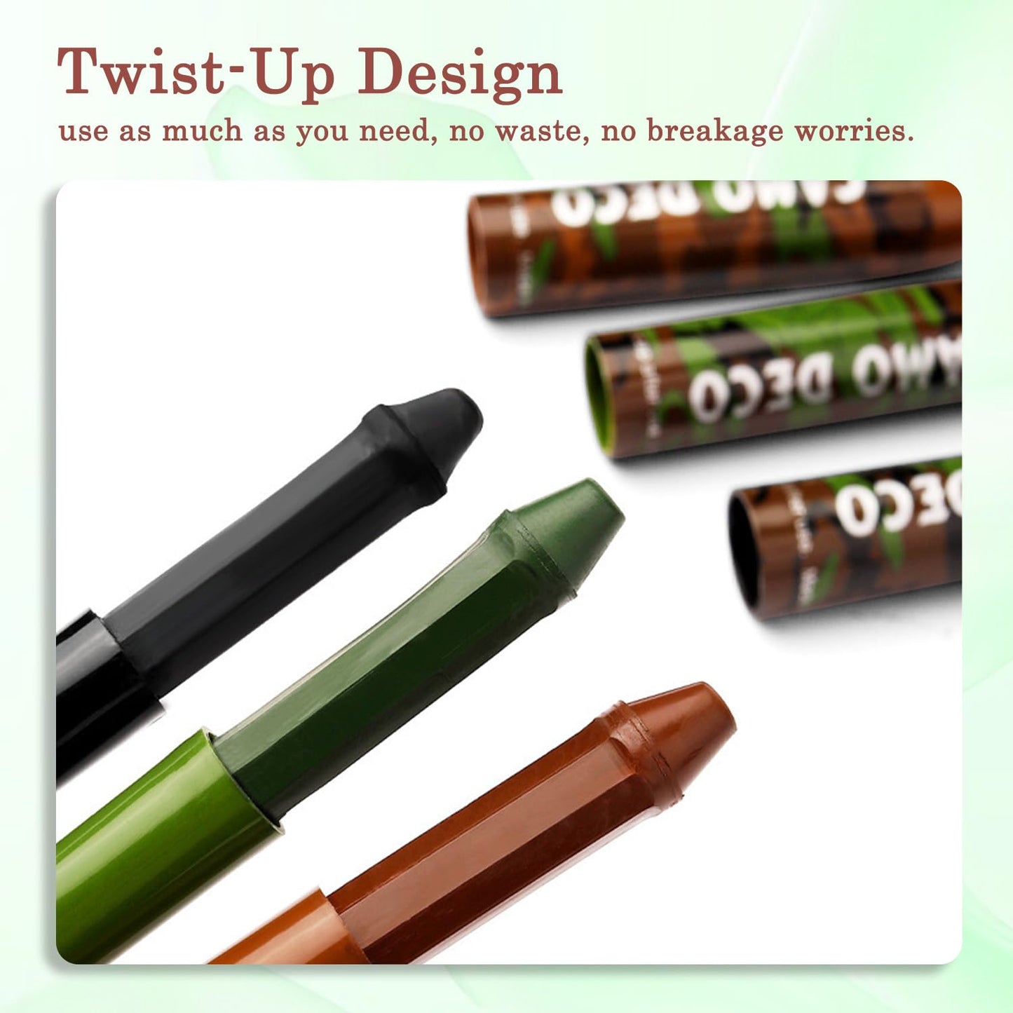 Camo Face Paint Stick Set , Waterproof & Sweat-Resistant Body and Eye Camouflage for Hunting, Military Training & Outdoor Survival– 3 Colors (Black/Brown/Green)