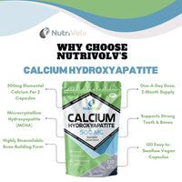 Calcium Hydroxyapatite | 120 Capsules | MCHA - Microcrystalline Hydroxyapatite | Healthy Bones & Teeth | 500mg Elemental Calcium Per 2 Capsule Dose | Most Bioavailable Form | by NutriVolv