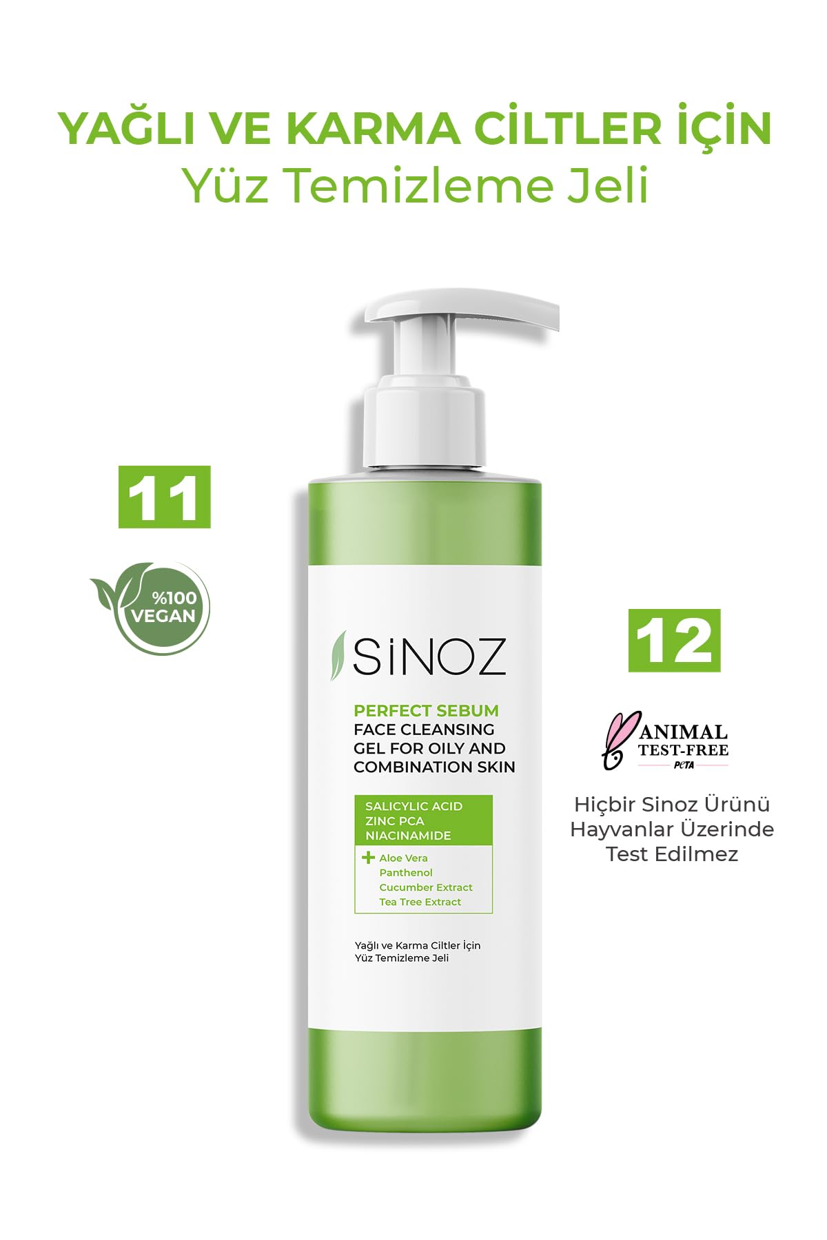 Sinoz,Perfect Sebum Balancing Facial Cleansing Gel,400 ml,For Oily Combination Skin