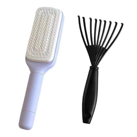 ExcellaElite Detangle Brush,Two-Tiered Detangling Hair Brush,Girls Hair Brush with Oval Handle Cleaning Claw,for Curly,Straight,Thick,Wet & Dry Hair (Roland Purple)