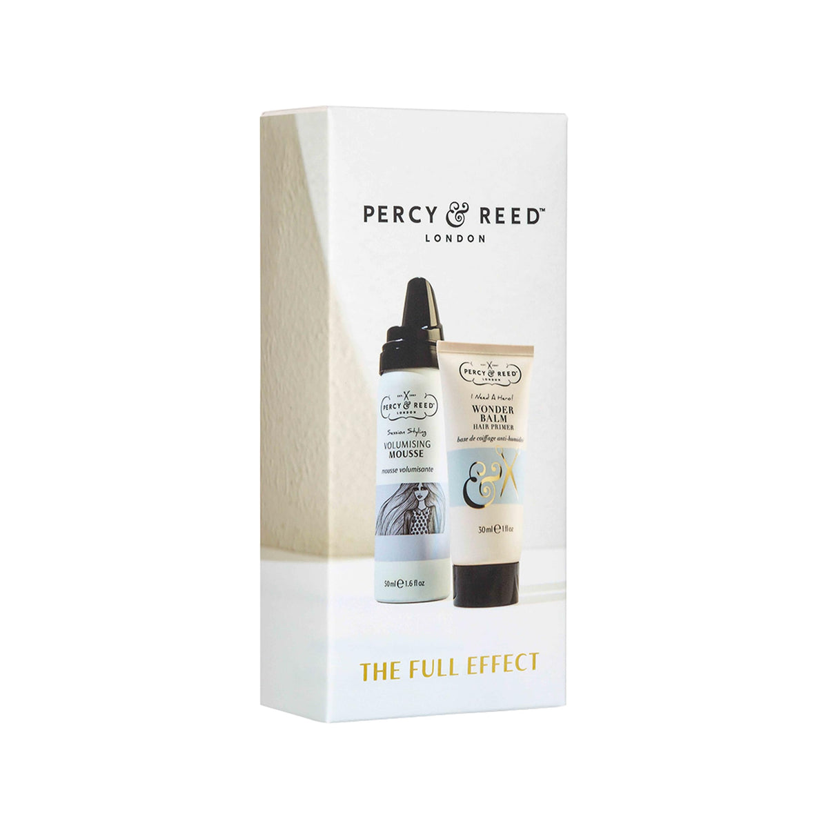 Percy & Reed The Full Effect Kit, Volumising Mousse 50ml, Wonder Balm Hair Primer 30ml, Travel Size Styling Gift Set, Hair Mousse and Cream, Fights Frizz, Boosts Shine, 72H Humidity Control