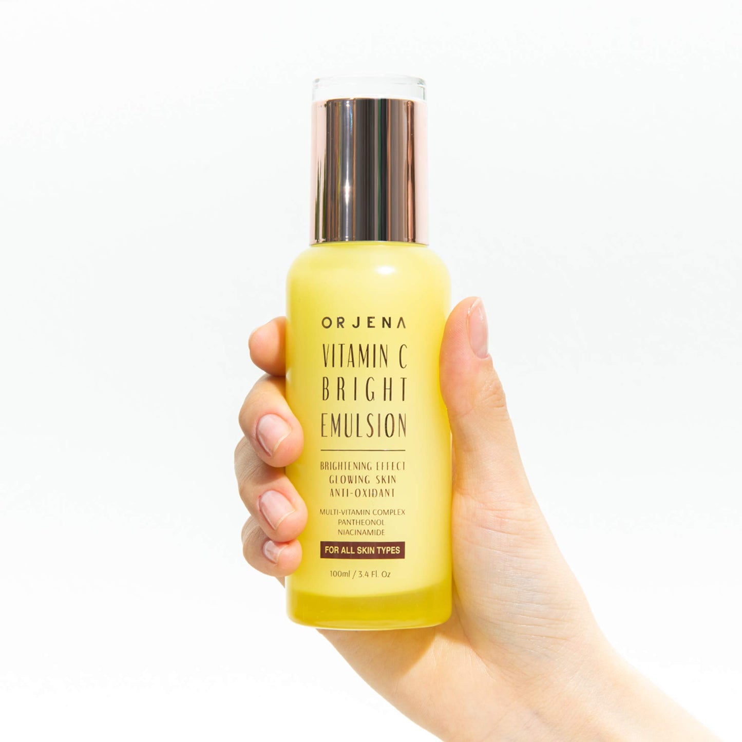 ORJENA Vitamin C Bright Emulsion - Facial Lotion - Brightening Effect, Glowing Skin, Anti-Oxidant - Multi Vitamin Complex, Pantheonol, Niacinamide - for All Skin Types, 100ml Net Wt