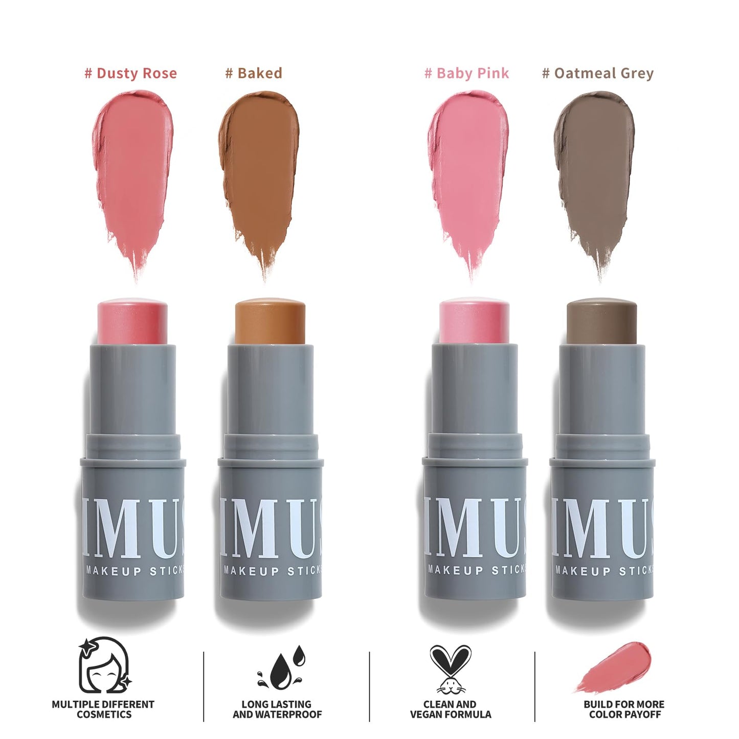 KIMUSE Cream Contour Stick Duo-Cream Blush Stick & Bronzer Shaping Stick-Creamy & Pigmented, Long Lasting & Vegan Face Make Up Sticks