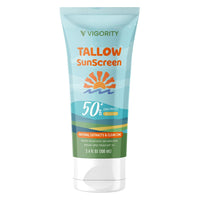 Vigority Beef Tallow Sunscreen with Zinc Oxide: Natural Non-Toxic SPF 30 Tallow Sunblock Cream for Face & Body - with 10 Food-Grade Botanical Extracts - Kids & Sensitive Skin Safe, Water-Resistant - 3.4 FL OZ