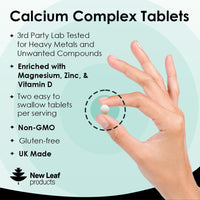 Calcium Magnesium Zinc and Vitamin D - Calcium Supplement - 120 High Strength Calcium Tablets Supplement Calcium Magnesium Vitamin D, Zinc Tablets - Calcium Complex Made in The UK by New Leaf