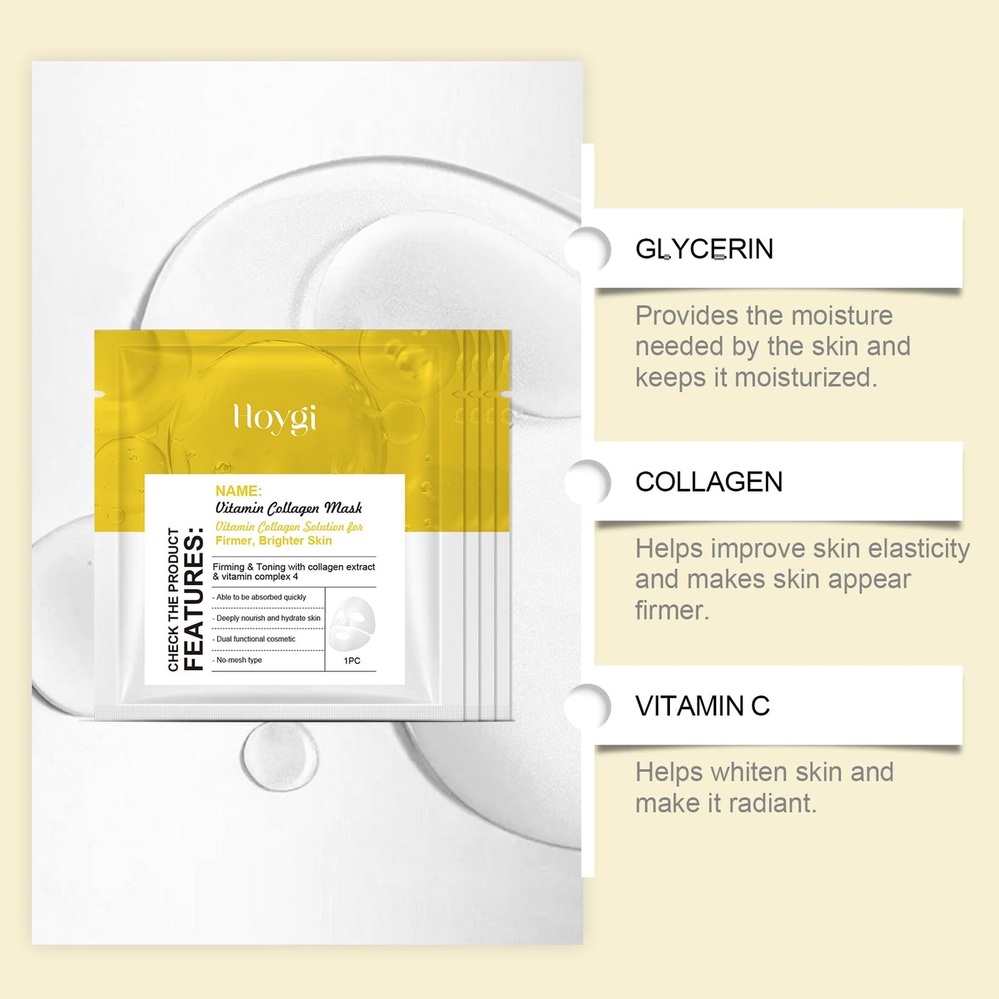 Soneat Bio Collagen Face Mask,Anti Wrinkle Mask,Firm Skin Deep Hydrating Mask,Bio Collagen Face Mask Overnight,Hydrating Hydrogel Mask,Small Molecule Penetration, Elasticity Improvement (Whtie1)