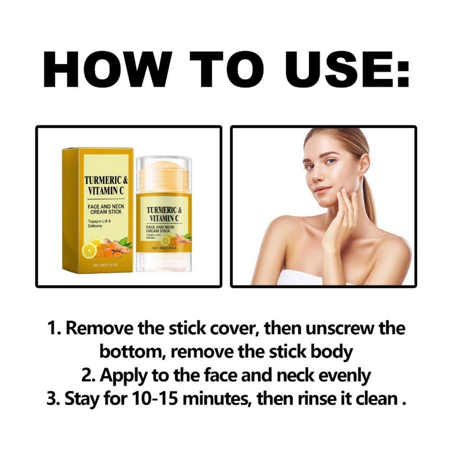 Turmeric & Vitamin C Face and Neck Firming Cream Stick, Hydrating and Brightening Skincare Balm, Smooths Wrinkles, Tightens and Lifts for Youthful-Looking Skin (1pcs)