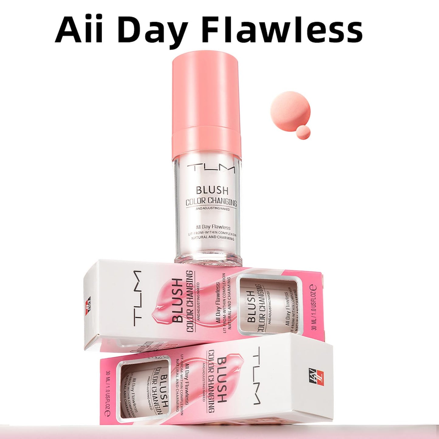 DRTRU 2Pcs TLM Blush Colour Changing, All Day Flawless Color Changing Blush,TLM Temperature Changing Liquid Blush for Mature Skin,Long Lasting Waterproof Blush for Face Makeup