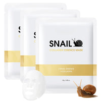 TBeautfave 3PCS Snail Mucin Collagen Face Mask - Glass Skin Face Mask Korean Skincare - Collagen Hydrating Mask Sheet with Hyaluronic Acid for Anti-Aging, Anti-Wrinkle, Deep Moisturizing&Firming