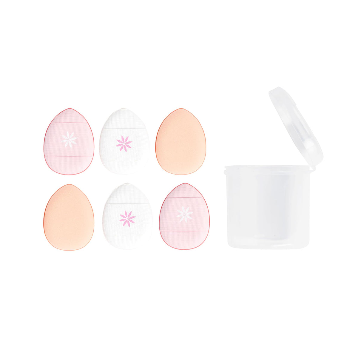 Brushworks Mini Pillow Puffs – 6 Beauty Sponges with Travel Case, Triangular Makeup Sponges for Precision Blending, Setting & Contouring, Ultra-Soft, Vegan & Cruelty-Free