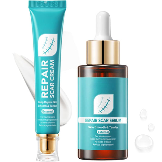 Repair Scar Cream for Skin Tags Scar Removal Cream Set with Repair Serum for Body Trauma Scars Scald Hyperpigmentation & All Types of Scars