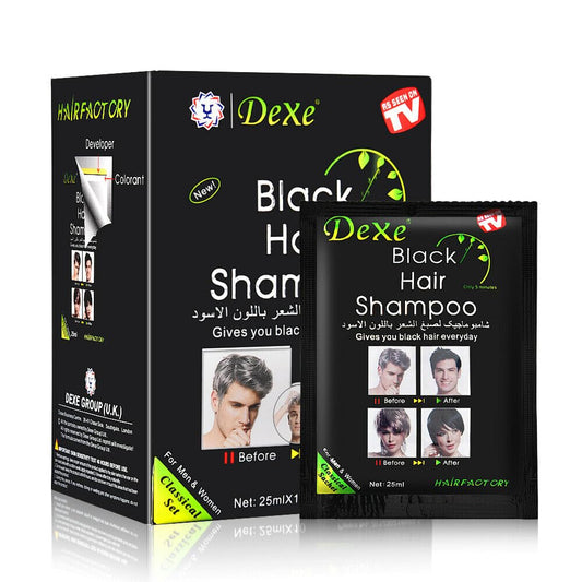 Black Hair Shampoo Instant Black Natural Ingredients Hair Dye Shampoo Semi-Permanent Black Hair Color Easy to use Long lasting NATUREGURU(10 Pack, Black)