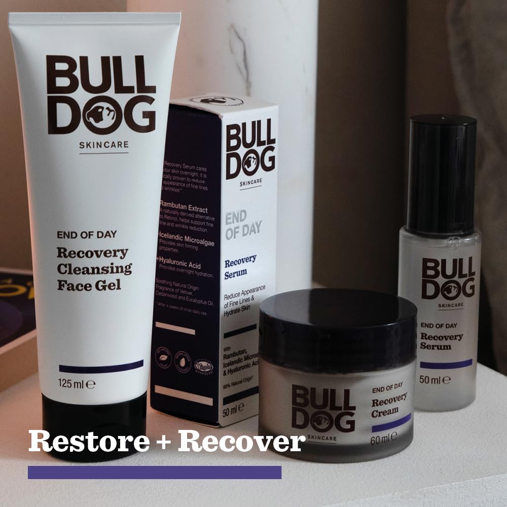 BULLDOG SKINCARE - End Of Day Recovery Cream for Men | Rehydrate & Soothe | 60 ml