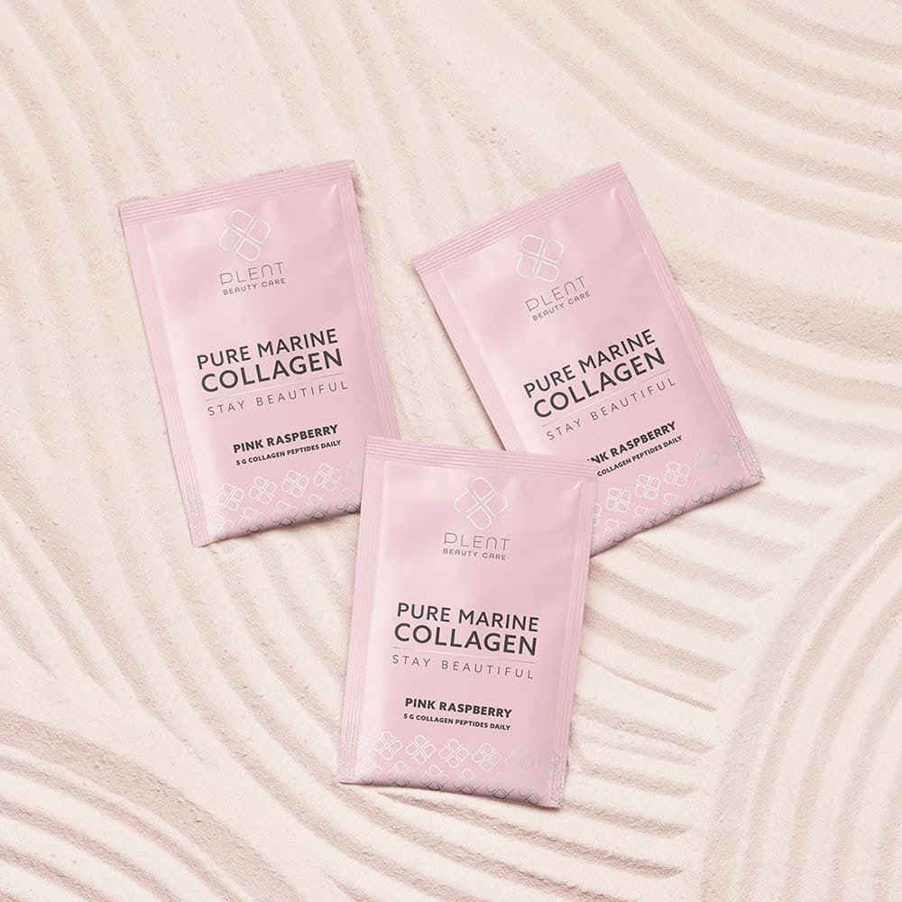 Plent PLENT Pure Marine Collagen Pink Raspberry - Hair, Skin, Nail Support Supplement Marine Collagen peptides - 30 Days Supply Box 30 sachets
