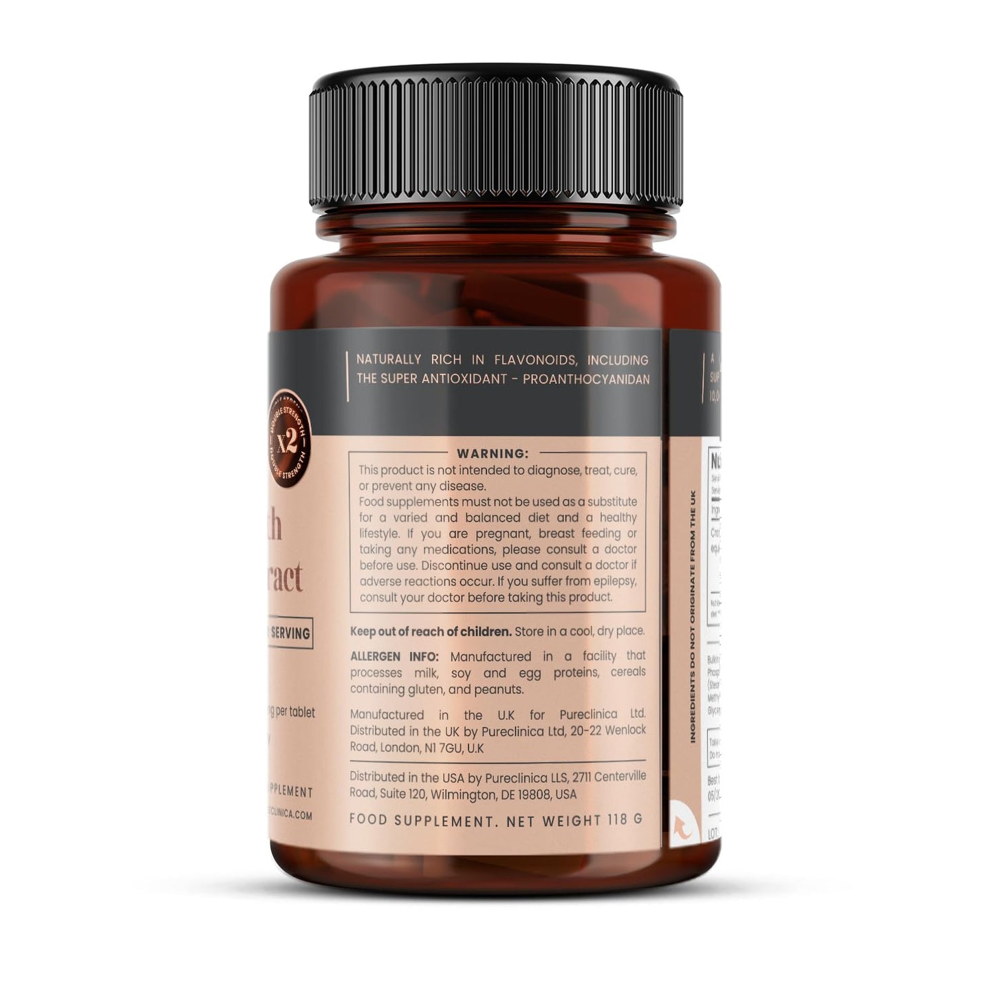 Pureclinica Double Strength Cranberry Extract 10,000mg x 180 Ultra Concentrated Tablets - 6 Months Supply!