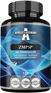 ZMP5P 375 mg per Portion - Magnesium, Zinc, Vitamin B6 in Chelated Form - 120 Vegan Capsules - 40 Day Supply - for Enhanced Health and Wellness - by Apollo’s Hegemony