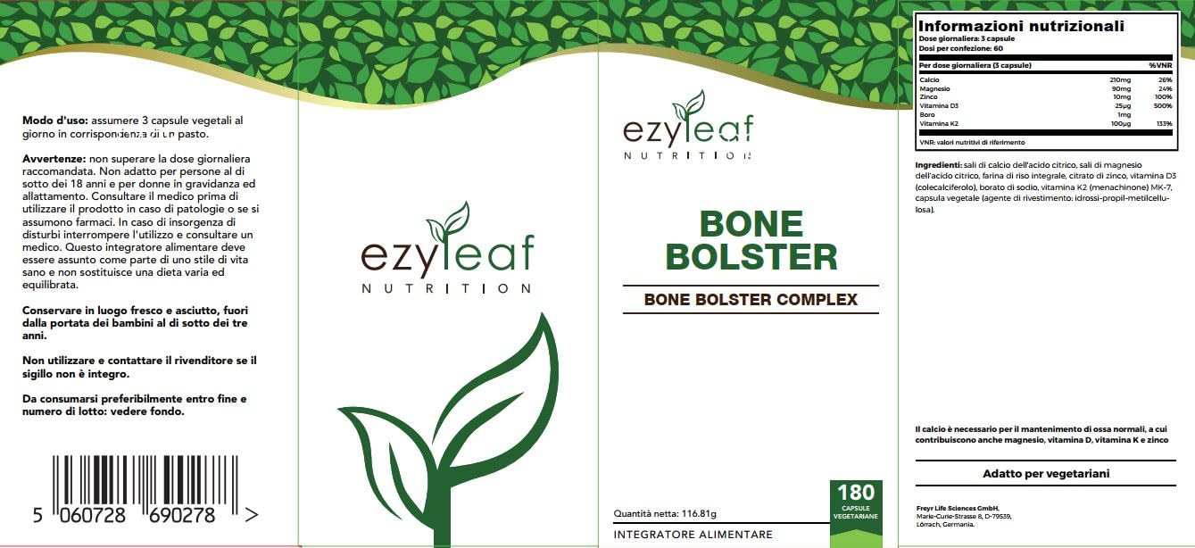 Ezyleaf Bone Supplement | Calcium Magnesium Zinc and Vitamin D3 Capsules with Boron & Vitamin K2 MK7 | 180 Bone Bolster Calcium Citrate Bone Health Supplements | Non-GMO Gluten Free & UK ISO Certified