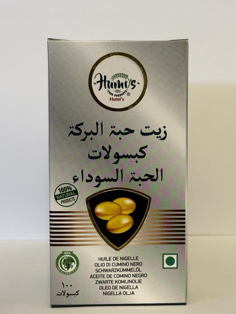HUMI'S food products BLACKSEEDOIL Capsules| Kalonji |Cold Pressed| Nigella Sativa |Strong 500MG Capsules| 98 to 100 Count