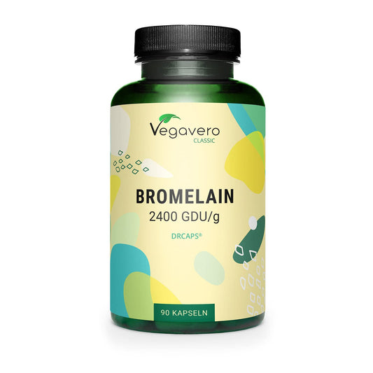 Bromelain 500mg Vegavero® | High Strength - 2400 GDU/g | Gastro-Resistant DrCaps® | NO Additives, Lab-Tested | Pure Pineapple Enzyme | 90 Capsules | Vegan