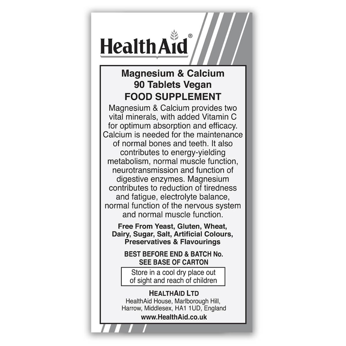 HealthAid Magnesium & Calcium - 90 Tablets