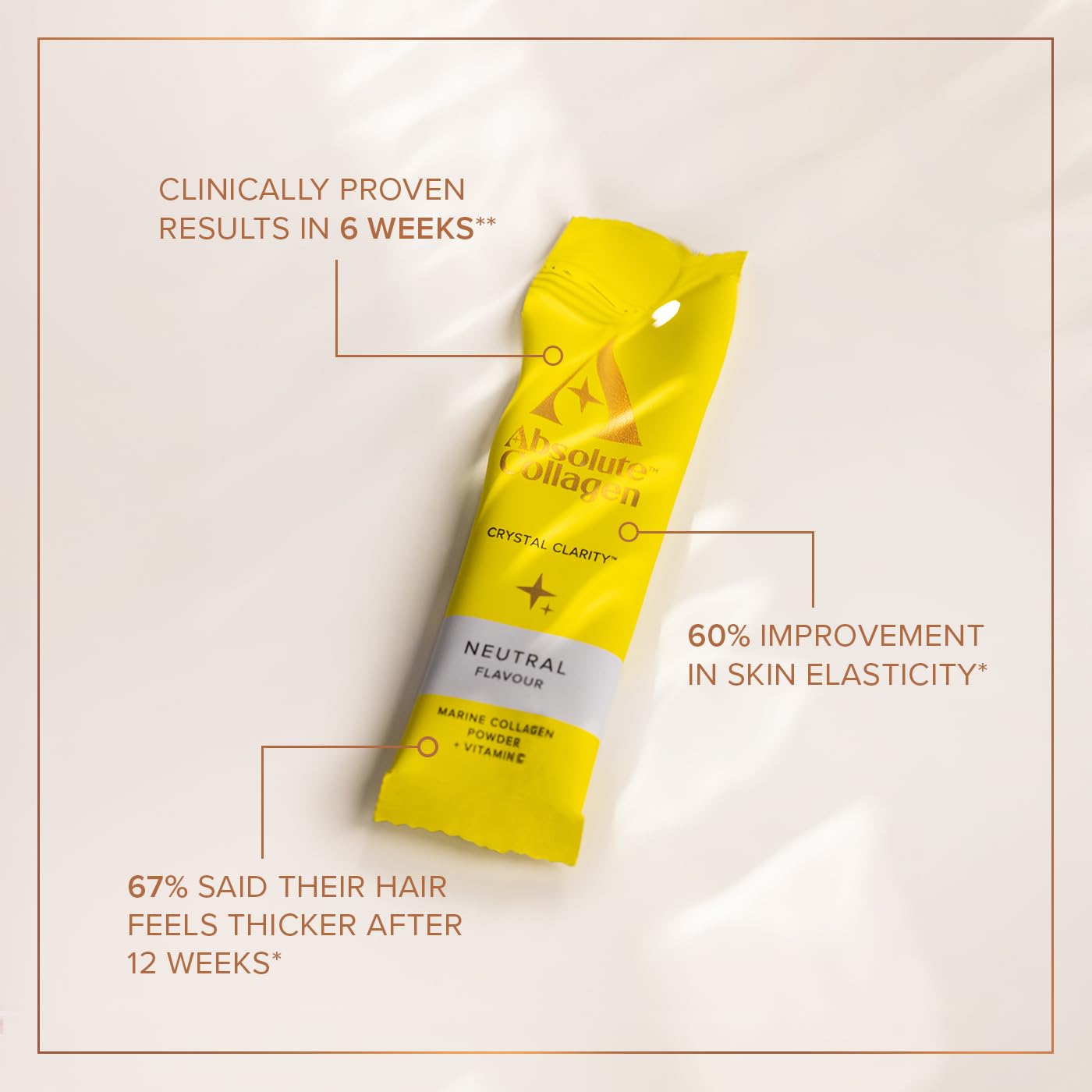 Absolute Collagen Marine Powder Collagen Supplement for Women | Neutral Flavour, Supports Hair, Nail & Skin Health, 8000mg of Hydrolysed Collagen per Sachet, Vitamin C | 14 Sachets