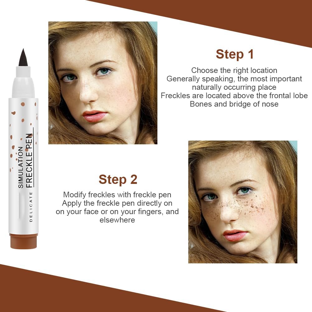 OunTechGlory Natural-Looking Freckle Pen - Waterproof, Long-Lasting, Easy to Use for Effortless Sunkissed Makeup - Light Brown