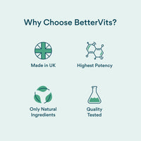 Bettervits Vitamin C | Powerful Antioxidant | Cardiovascular Health | Cell Repair | Potent Dose | Suitable for Vegans | Made in The UK