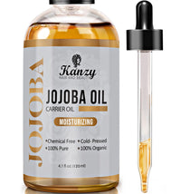 KANZY HAIR AND BEAUTY Kanzy Jojoba Oil Organic Cold Pressed 100% Pure 120ml Unrefined Hexane Free Carrier Oil for Hair Nails Body Skin & Face Body Oil