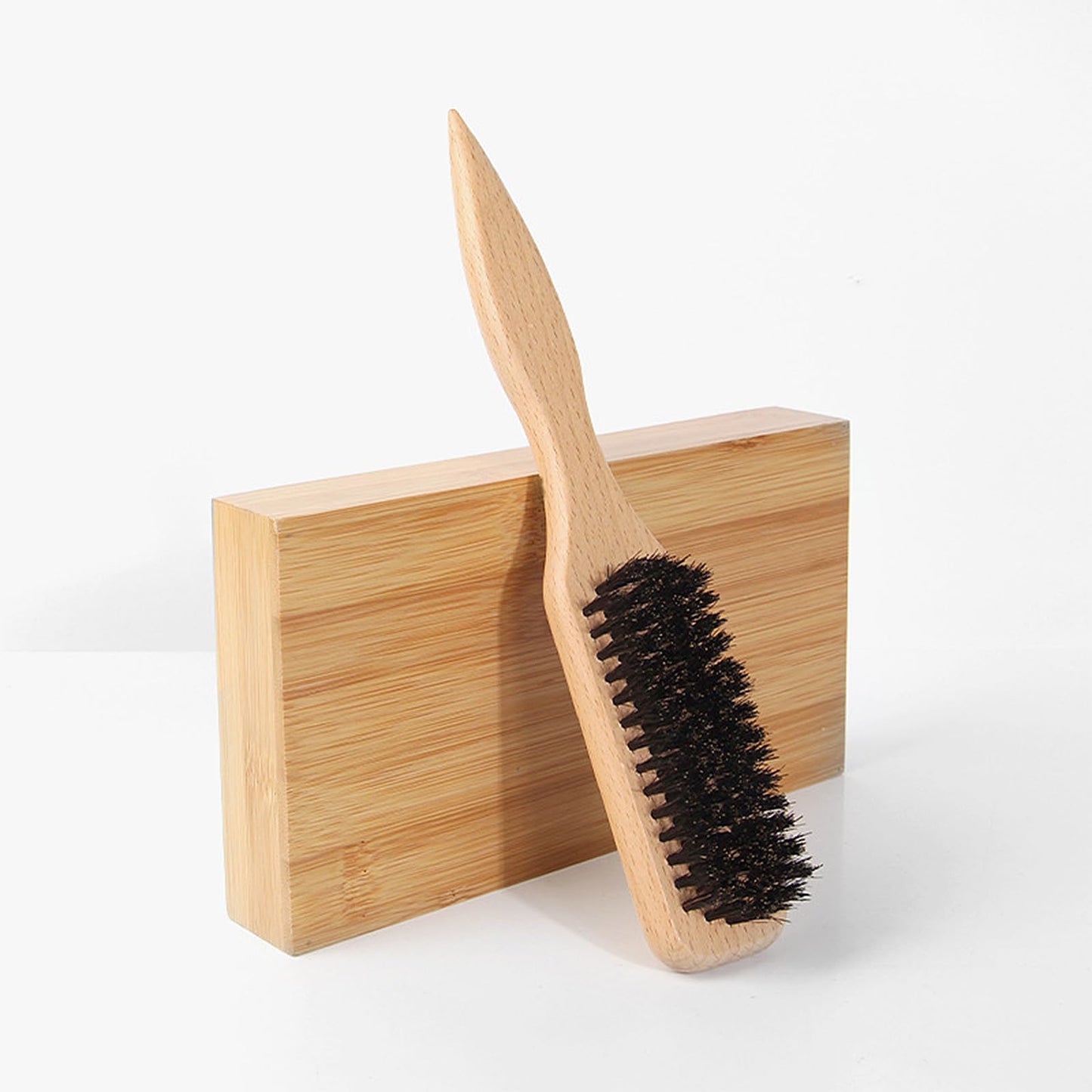 Boar Bristle Slick Back Hair Brush for Sleek Ponytail Bun & Smoothing Baby Hairs, Flyaways, Edge Control - Backcombing & Teasing Hairbrush with Wide Rat Tail for Sectioning & Parting