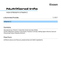 Known - High-Strength 1000mg Vitamin C Gummies - 30 x One-A-Day - Natural Orange Flavour - Immune Support, Antioxidant Protection and Skin Health - Vegan/Halal - Natural Flavour