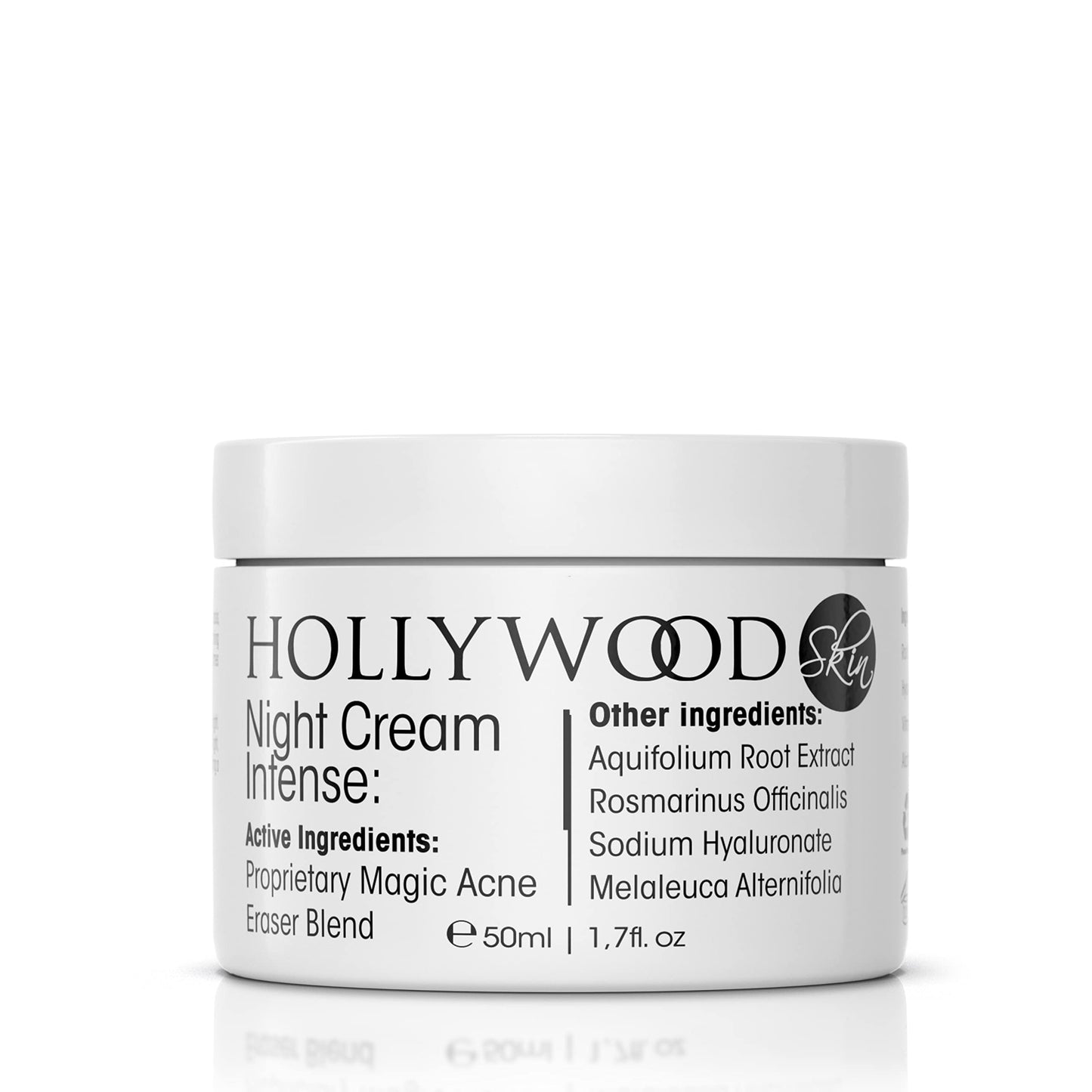 hollywoodskin Organic Salicylic acne cream. 4X STRONGER, 11X FASTER! Patented technology features Hyaluronic Acid (5%), Vitamins A and C + Tea Tree Oil. Target Blemishes. 50ml