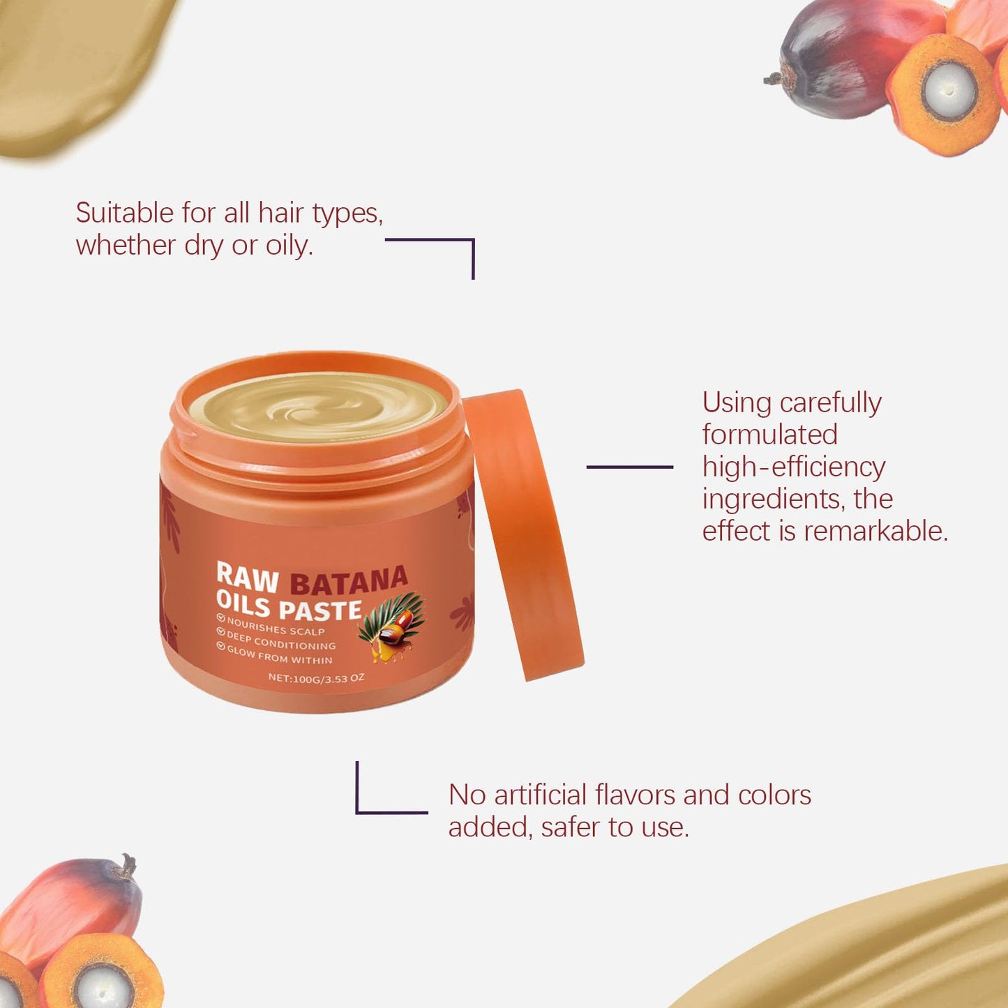 Generic Batana Oil For Hair 2025, Raw Batana Oil Hair Mask Nourishes Hair, Moisturizes, Smooths And Shines, Improves Dryness And Frizziness, And Treats Hair Men & Women